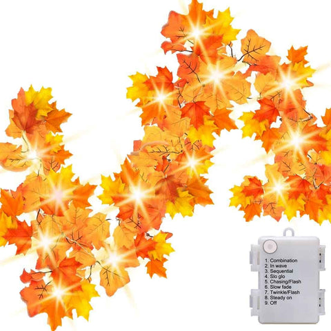 HAPPIWIZ Thanksgiving  Garland with 14.7ft 40 LED Lights - 8 Blinking Modes