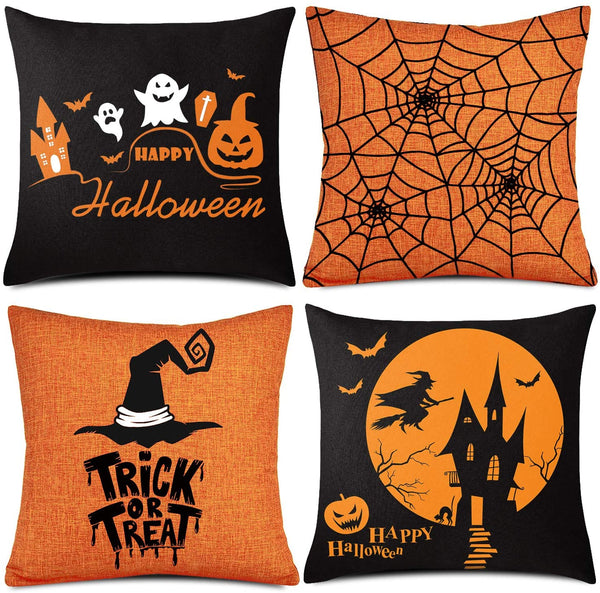 Niyattn Halloween Pillow Cover, 18 x 18 Inch, 4 Pcs