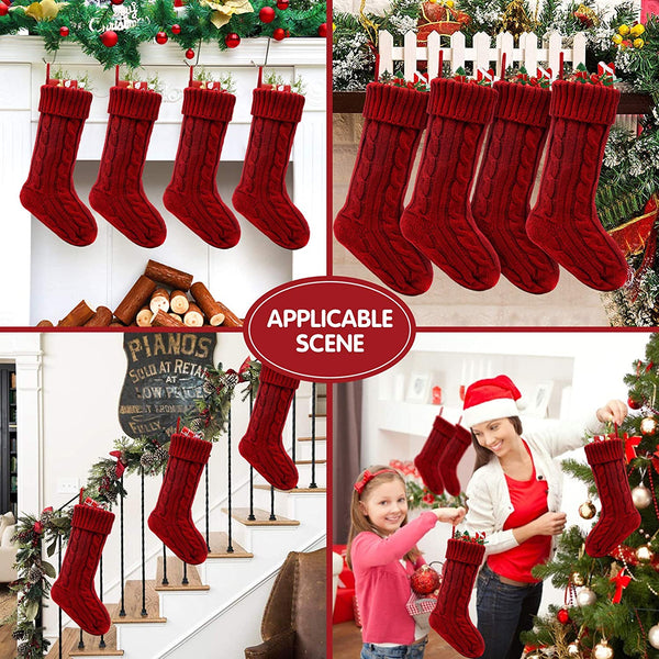 HAPPIWIZ 4 Pack Christmas Stocking 18 Inches