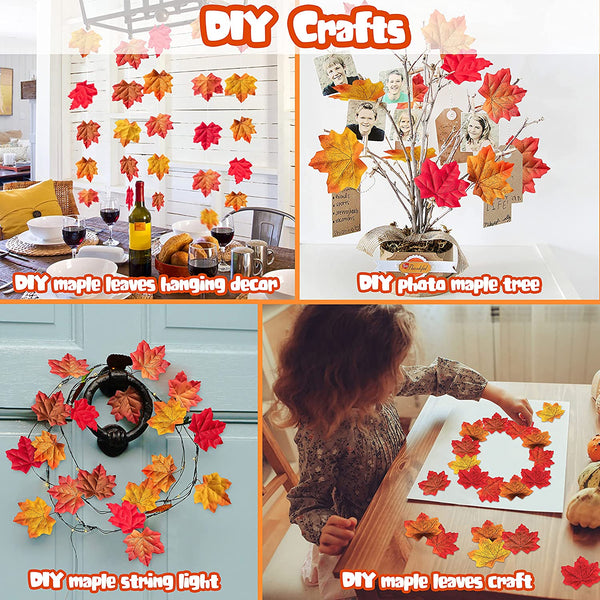 HAPPIWIZ 1100PCS Fall Artificial Maple Leaves for Thanksgiving Day