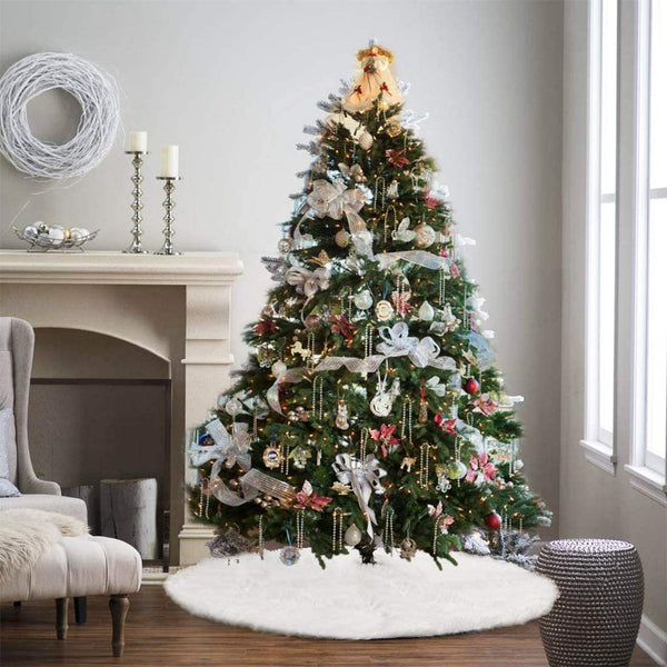 HAPPIWIZ 48 Inch Faux Fur Christmas Tree Skirt